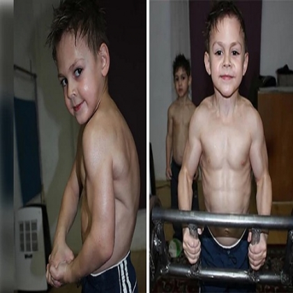Las fotos del "niño más fuerte del mundo" que generan asombro y polémica