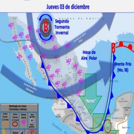 Clima hoy para Cancún y Quintana Roo 3 de diciembre de 2020
