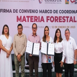 Firman convenio Mara Lezama y Conafor para la conservación de la riqueza forestal