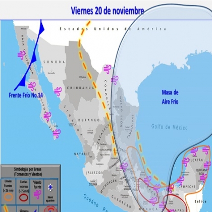 Clima hoy para Cancún y Quintana Roo 20 de noviembre de 2020